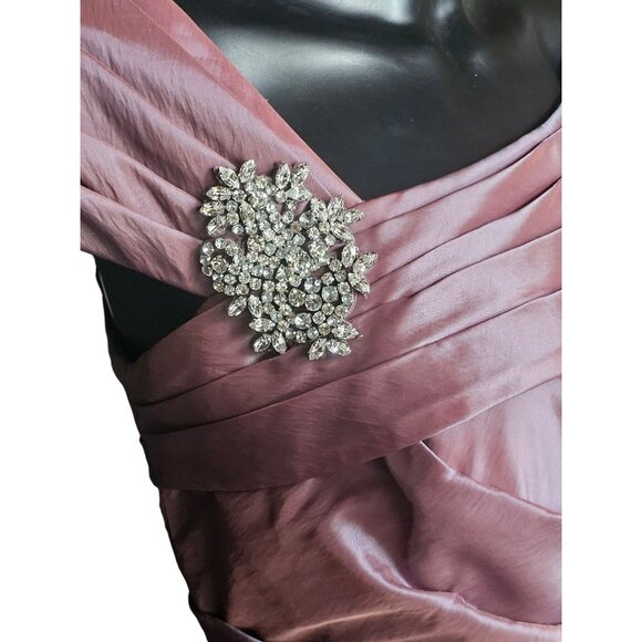 NWOT Iridescent Rose Taffeta Asymmetrical Off Shoulder Cocktail Dress - Jade - Picture 3 of 9